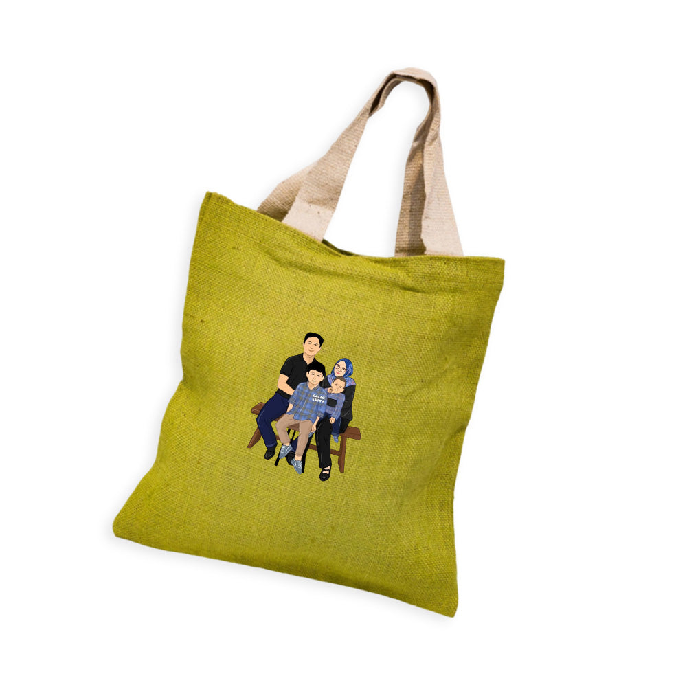 Soft-Green Jute Tote Bag